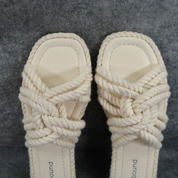 Abound Shoes Womens 5 Sandal Slides Flat Casual Rope Knot Straps White Slip On - Picture 8 of 13